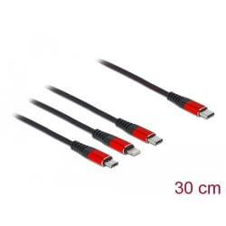 Câble charge USB C Lightning/Micro USB /USB C 30cm