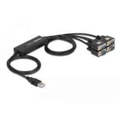 Adaptateur USB 2.0 A - 4x Série RS232 DB9 M