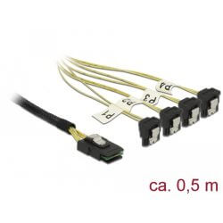 Cable Mini SAS SFF-8087 > 4 xSata 7 coudé 0.5m