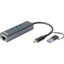 Hub USB-USB-C 4 en 1 vers Gigabit Eth. + 3 USB 3.0