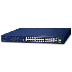 Switch 19" Web. 24x 100Mbits PoE at + 2 combo 220W
