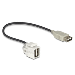 Embase Keystone USB 2.0 A F/F 250° avec câble 20cm