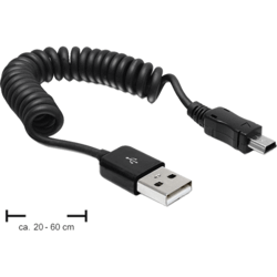 Câble USB 2.0 A Mâle / Mini B Mâle 60cm spirale