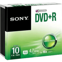 Pack de 10 DVD+R 16X boitier slim