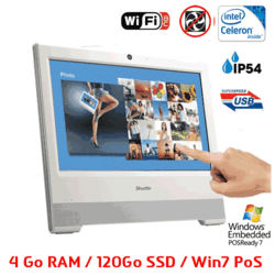 PC POS tactile blanc 4Go -120 Go SSD Win embedded