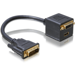 Adaptateur doubleur DVI 25 Mâle / DVI 25F & HDMI F