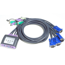 Mini switch KVM 4 ports VGA PS2 audio câbles int.