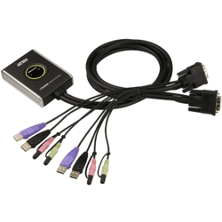Mini Switch KVM 2 ports DVI USB audio + câbles